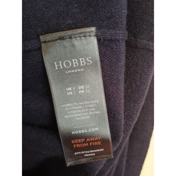 Hobbs London Dress Women's 2 Navy Wool Cashmere Mock Neck Sleeveless Minimalist - Picture 4 of 5